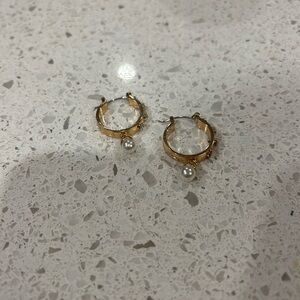 Elegant Gold Pearl Hoop Earrings